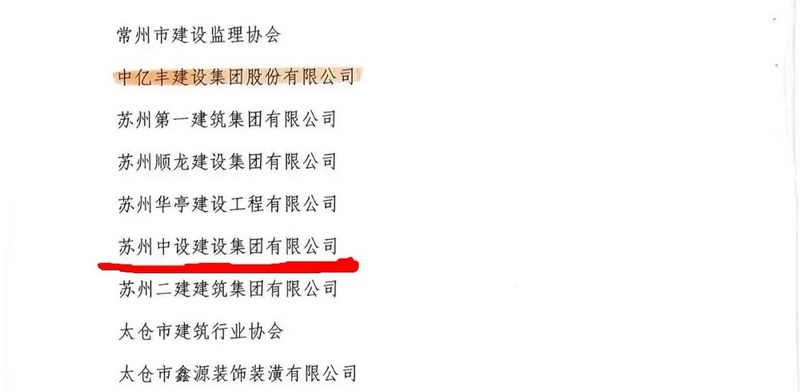 蘇州中設(shè)建設(shè)集團有限公司 受到省建筑業(yè)協(xié)會通報表彰